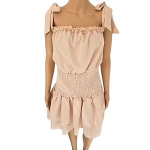 New Sundress Dusty Pink Sleeveless Smocked Bow Tie‎ Large